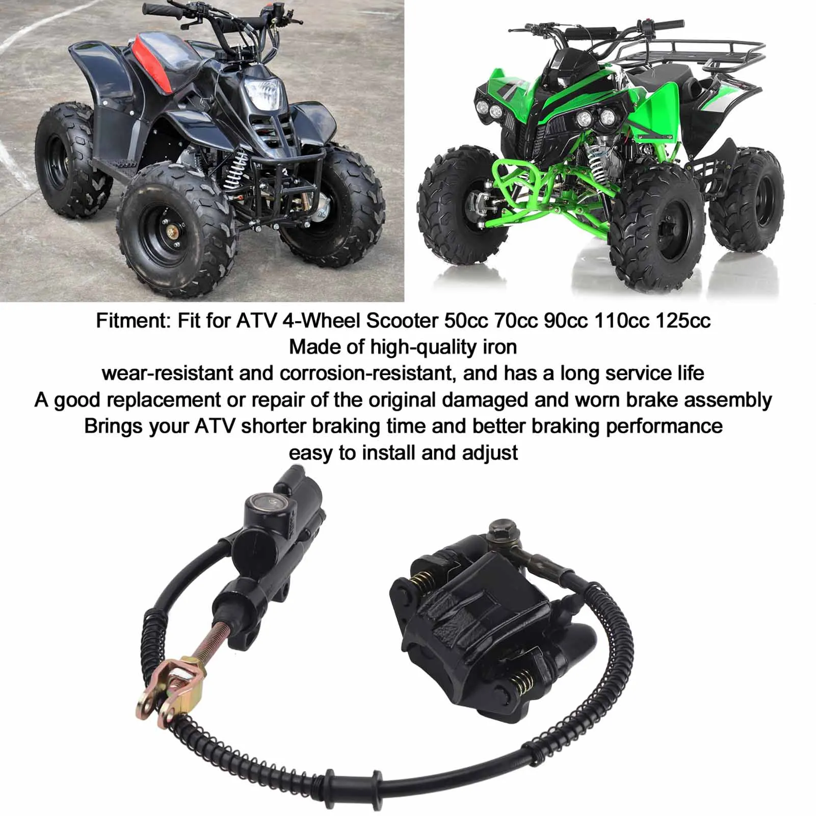 리어 브레이크 어셈블리 마스터 실린더 켈리퍼, ATV 4 륜 스쿠터용, 50cc, 70cc, 90cc, 110cc, 125cc