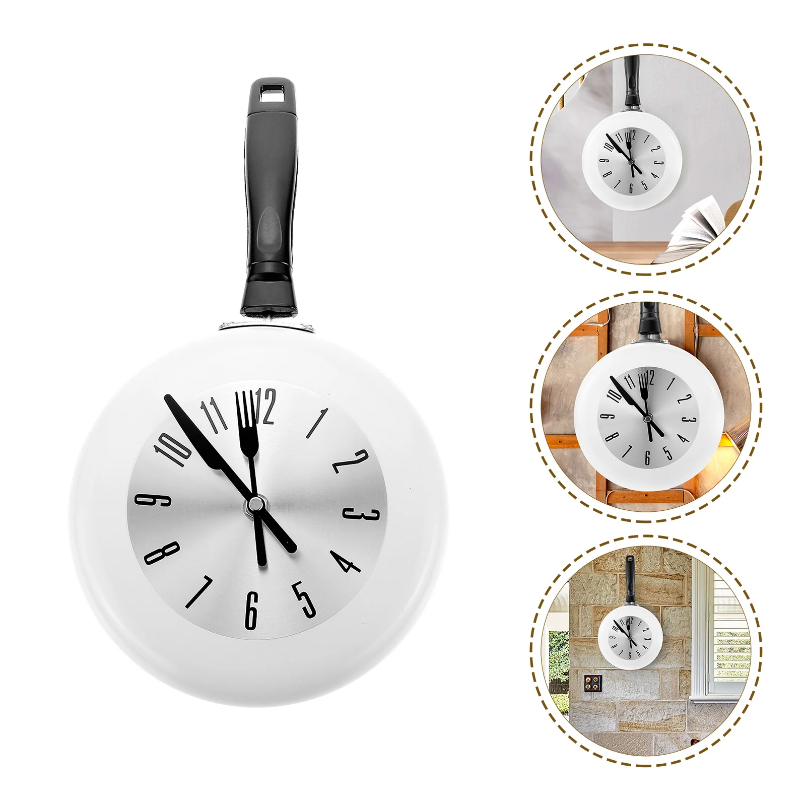 

Office Clock Pan Wall Round Frying Mute Coffee Kitchen Theme Decorative Hanging Adorn Reception Room