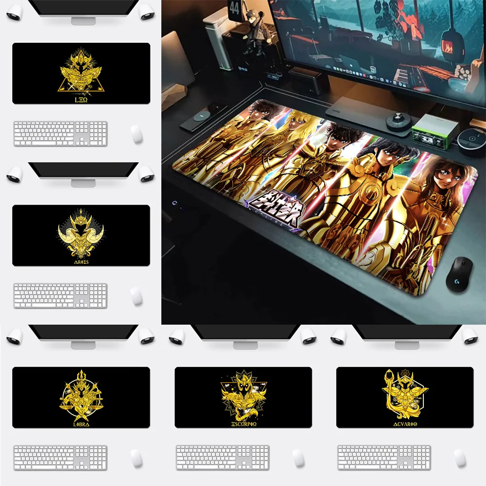 Anime Saint Seiya Mousepad HD Printing Computer Gamers Locking Edge Non-slip Mouse Pad XXL90x40cm Keyboard PC Desk Pad