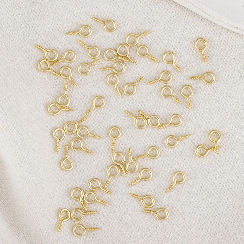 Brass Screw Eye Pins for Handmade Jewelry Findings Mini Hooks Drilled Threaded 8mm 10mm Eyelets Bail Pegs Diy Craft Accessories