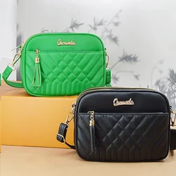 Women Fashion Small Bag 4-layer Space Zipper Crossbody Shoulder Bag Tassel PU Design Trend