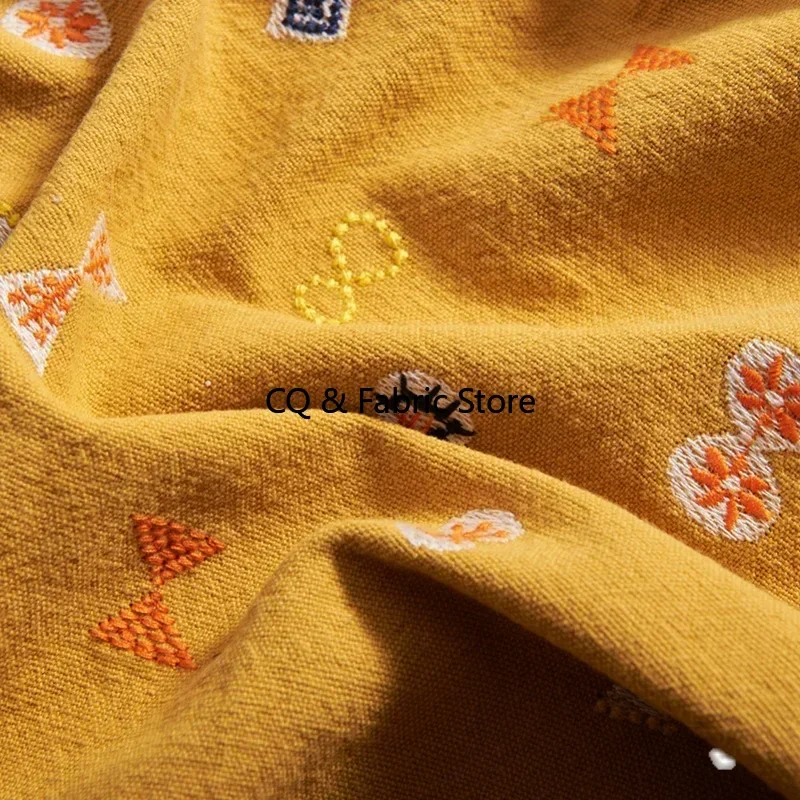 Cotton And Linen Embroidery Fabric For Clothing Table Cloth Apron Throwing Pillow Handmade DIY Accessories