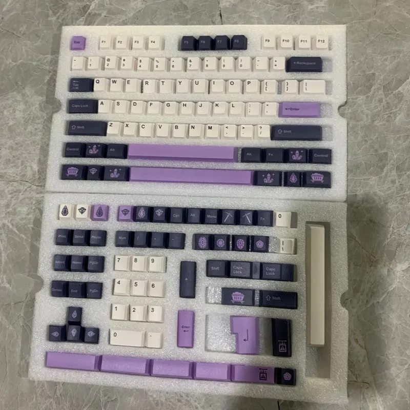 GMK Amethyst Keycaps PBT Dye Subbed 140 Keys Keycaps Cherry Profile Keycap With 2.25U 2.75U 3U 7U Spacebar ISO Enter