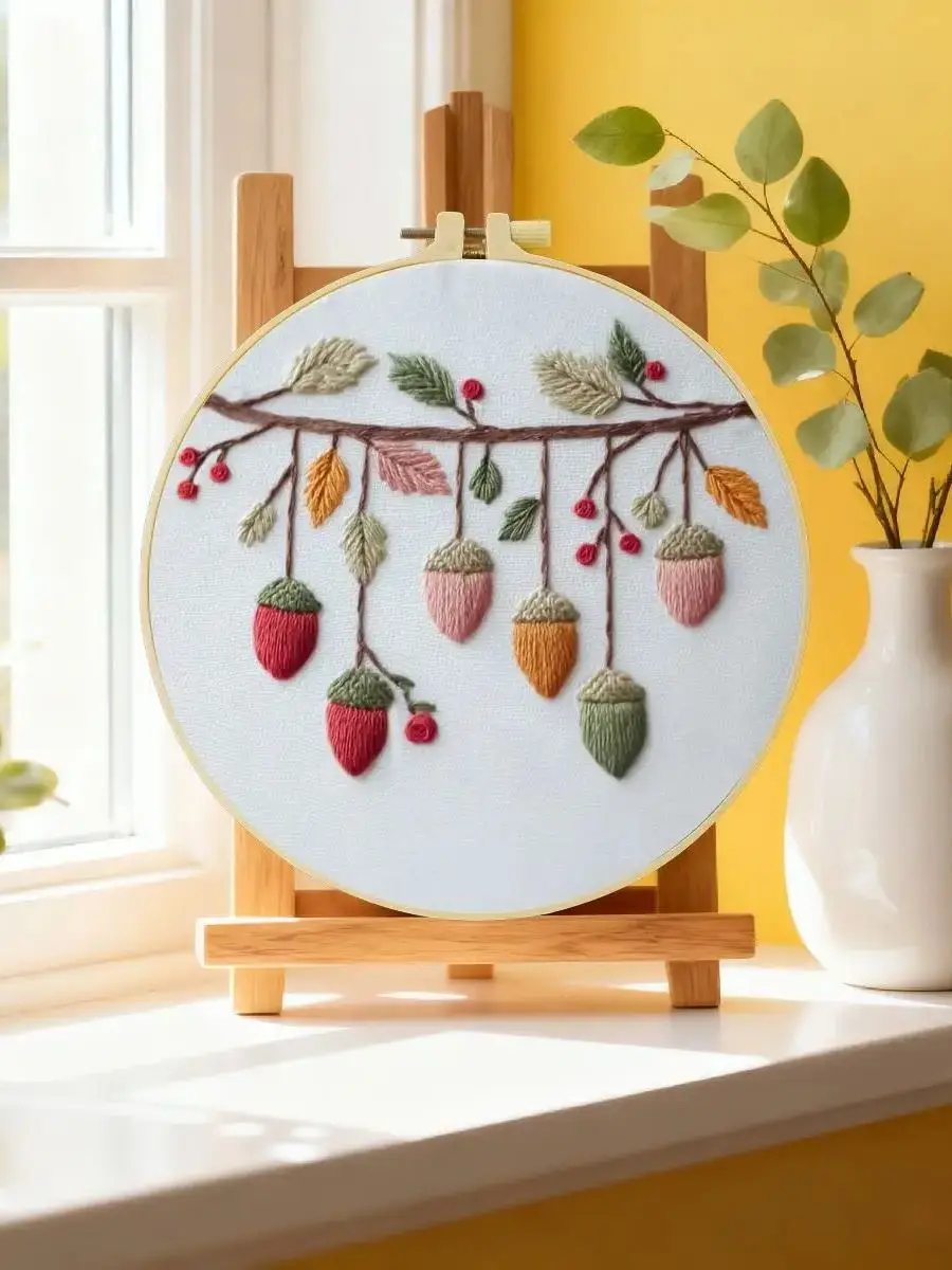 1 Stück 20X20CM/15X15CM 7,87/6,3 Zoll Landschafts-Stickerei-Starter-Kit DIY-Kit DIY-Stickerei-Set für Anfänger – Detail 6