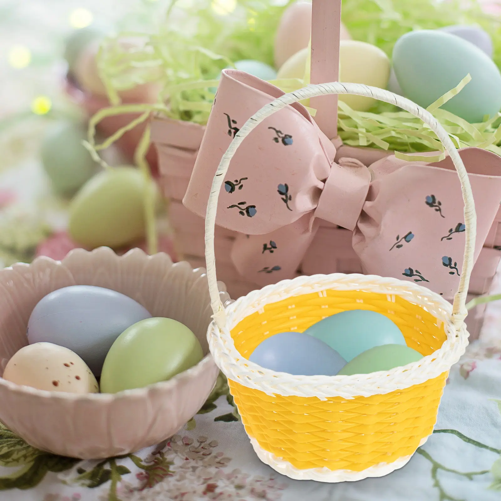 

Набор из 3 плетеных корзин под ротанг для хранения, маленькие декоративные корзинки для пасхальных яиц, украшение для дома