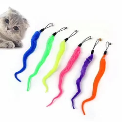 Funny Cat 5Pcs Tickling Stick Plush Worms Teaser String with Bells Replacement Catcher Kitten Play Interactive Toy Pet Supplies