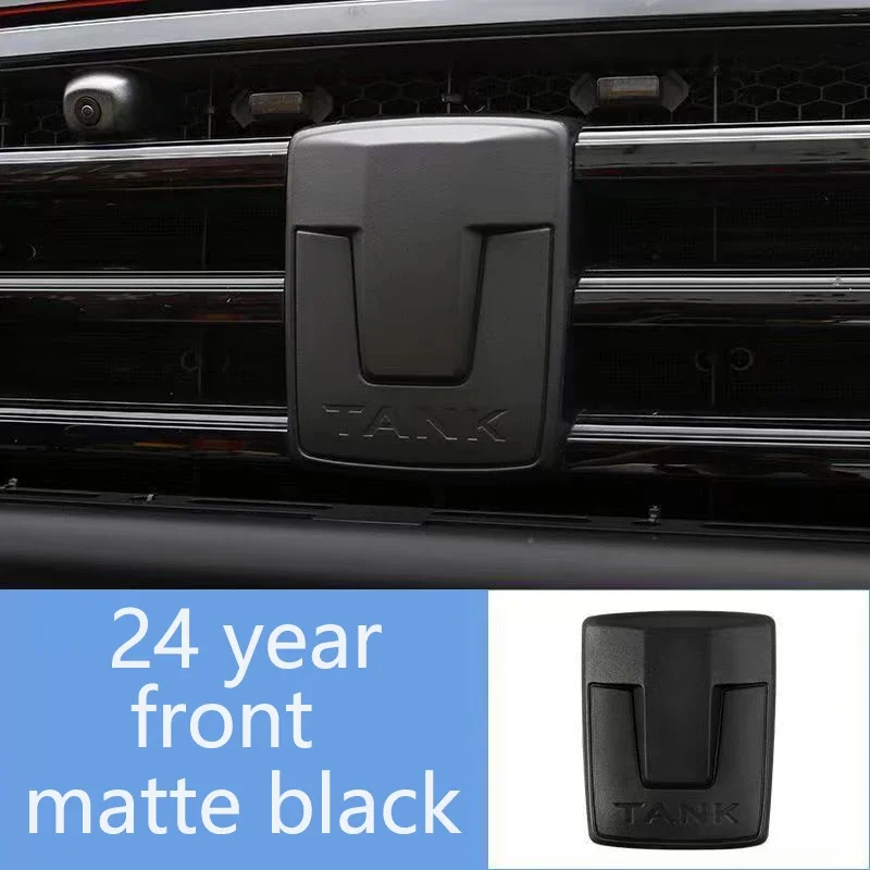 

For Tank 300 2024 ABS Front Grille Logo Decorative Frame 2021 2023 Tank 300 Badge Decals Black Badge Logo Emblem Cover