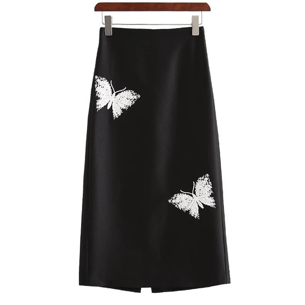 Embroidered sequined skirt women's clothing spring and autumn 2026 new elegant  high waist and thin  day single straight skirt
