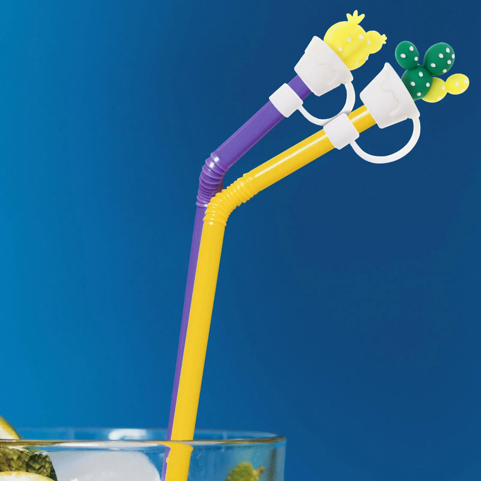 

4Pcs Cactus Straw Cover Cap Silicone Tips Protector Cute Toppers for Daily Use Themed Parties Baby Showers Straw Covers