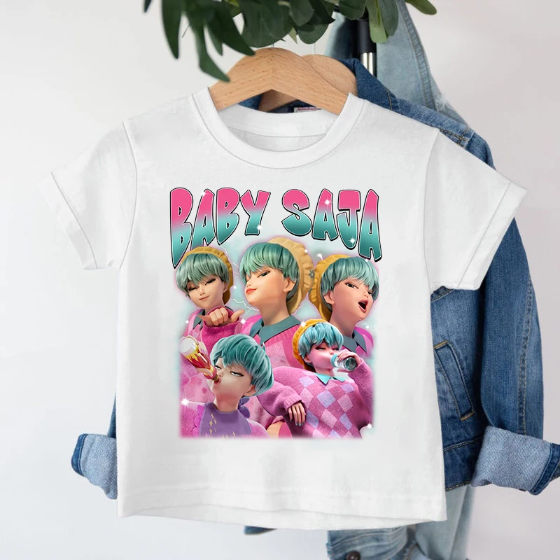 

New 2025 KPop Demon Hunters Saja Boys Cartoon Boys T-shirt Round Neck Print Fashion Casual Top Children's T-shirt Kids Clothing