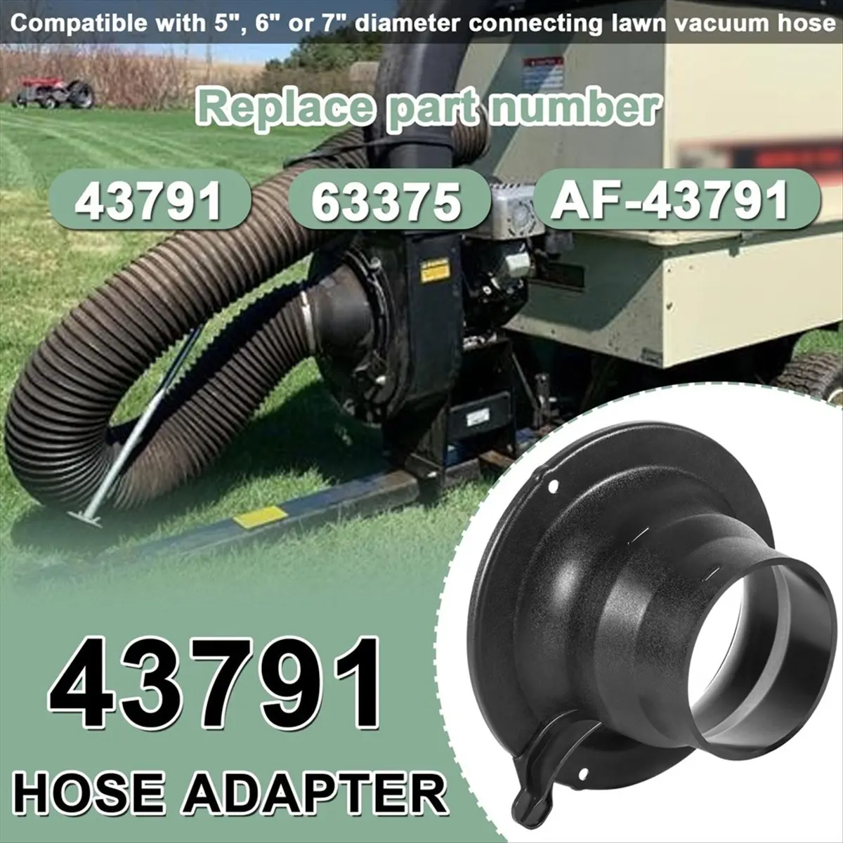 A74U 43791 Hose Adapter Lawn Tractor Vacuum Parts for Leaf Vacuum//Shred-N-Vac 63375 AF-43791
