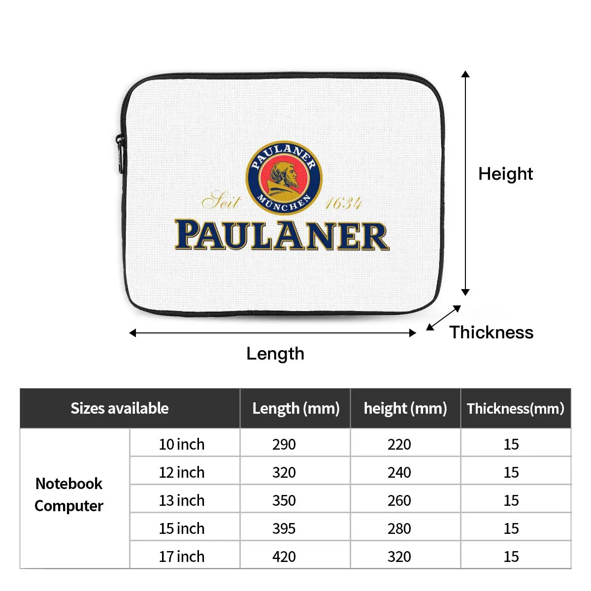 Paulaner Munchen Notebook Laptop Bag Case Pouch 10 12 13 15 17 Inch Notebook Sleeve Cover Bag Tablet Shockproof Case Bag