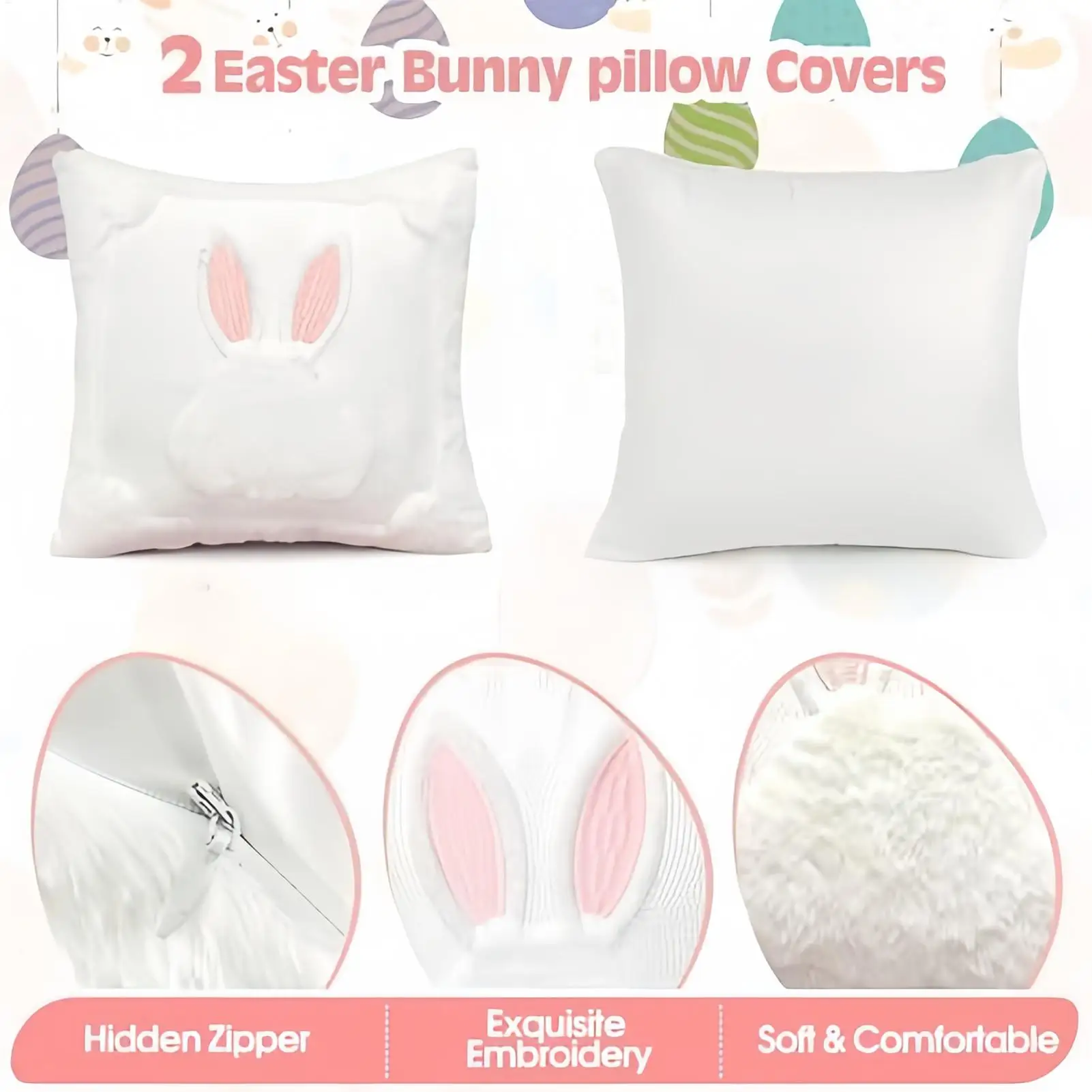 Easter Pillow Covers 18x18 Inch Plush Holiday Decorations Easter Decor for Living Room Couch Home Decor Spring Festival Gift