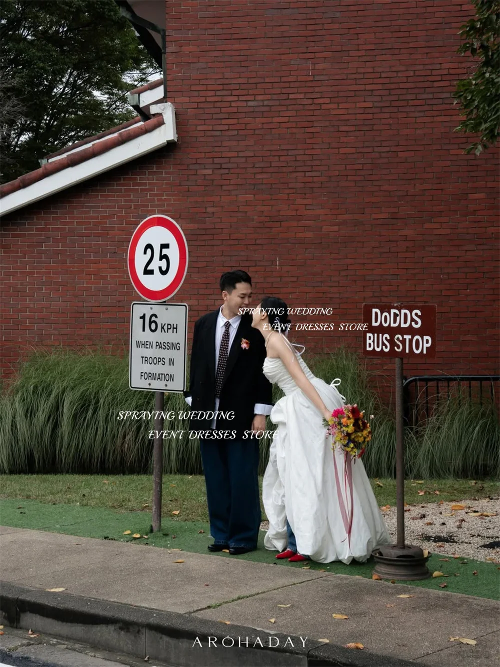 SPRAYING – robe de mariée en taffetas, sans bretelles, ivoire, séance Photo coréenne, ligne A Simple, longue, Corset personnalisé
