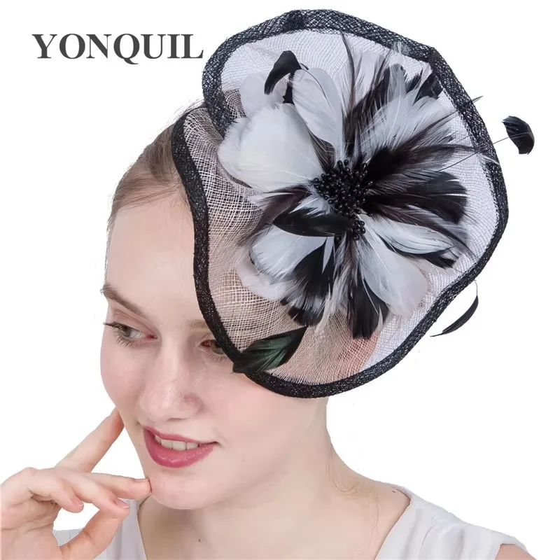 Elegant Women Wedding Cocktail Hat For Women Black&Ivory Flower Design Banquets Ladies Summer Occasion Event Race New Arrival