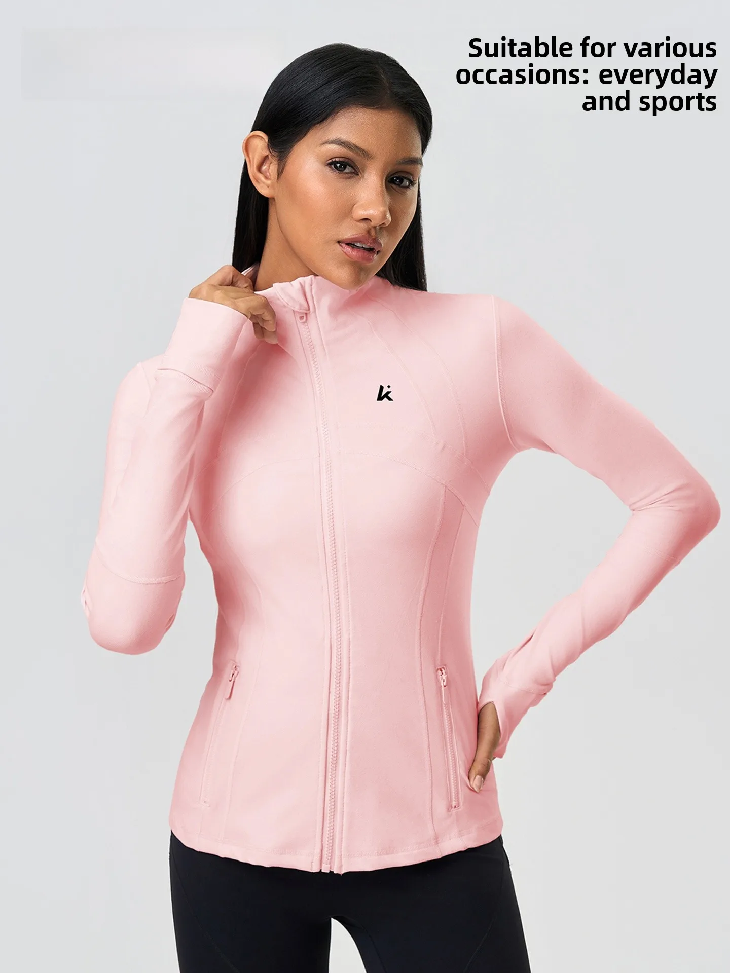 

Легкая женская спортивная куртка для фитнеса, йоги и бега, дышащая, из нейлона и спандекса, на молнии, для коррекции фигуры