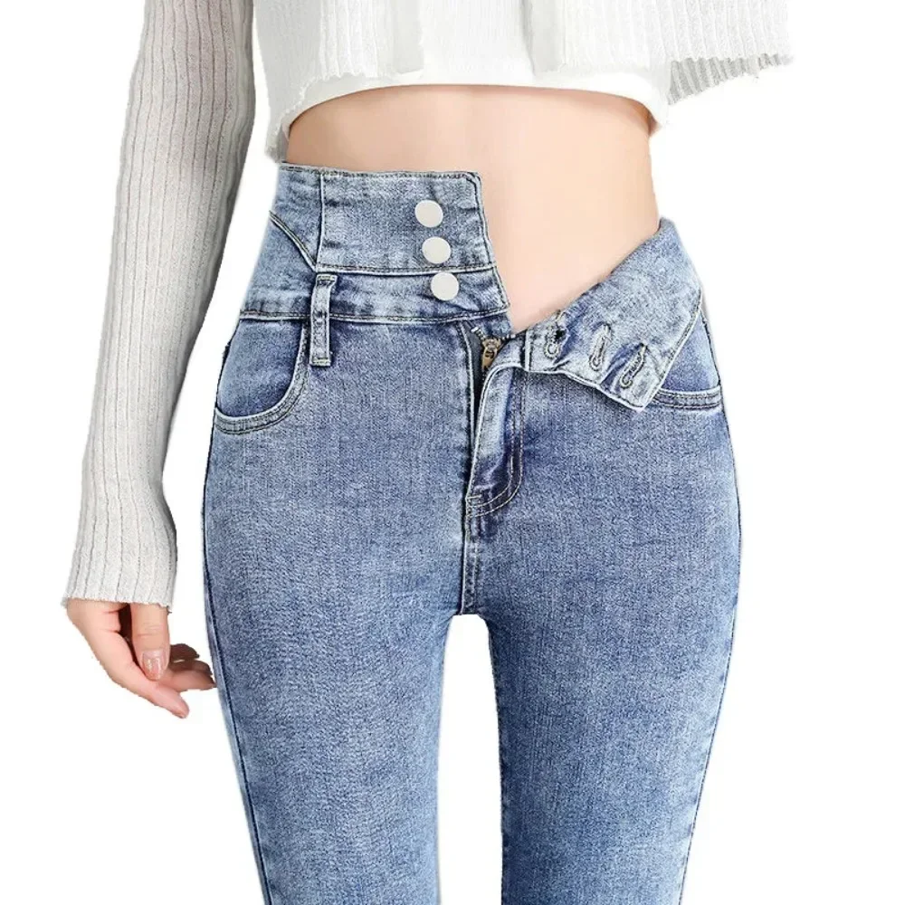 Moda Nowa Wiosna Damska Obcisła Wysoka Rozciągliwość Skinny Jeans Kobiety Wysoka Talia Slim Denim Ołówek Spodnie Moda Kowbojskie Spodnie