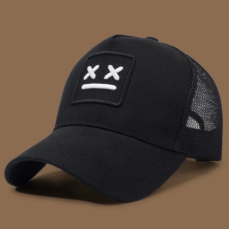 Men's Smiling Face Embroidered Baseball Cap, Fashionable Truck Driver Hat, Outdoor Adjustable Sun Protection Casual Hat