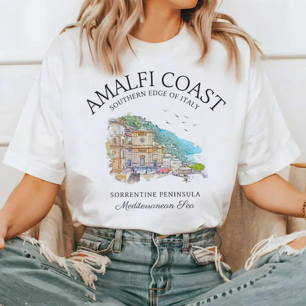 Short Sleeved Beach Style Polyester Fabric Summer T-Shirt Fashionable and Versatile Pattern Printed Casual Clothing T-Shirt