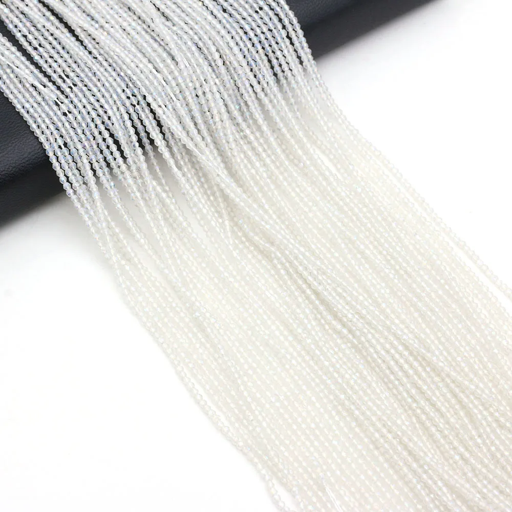 5 Piece 2mm White Natural Stone Small Round Beads  Faceted Loose Spacer for Jewelry Making DIY Bracelet Necklace Accessory 38cm