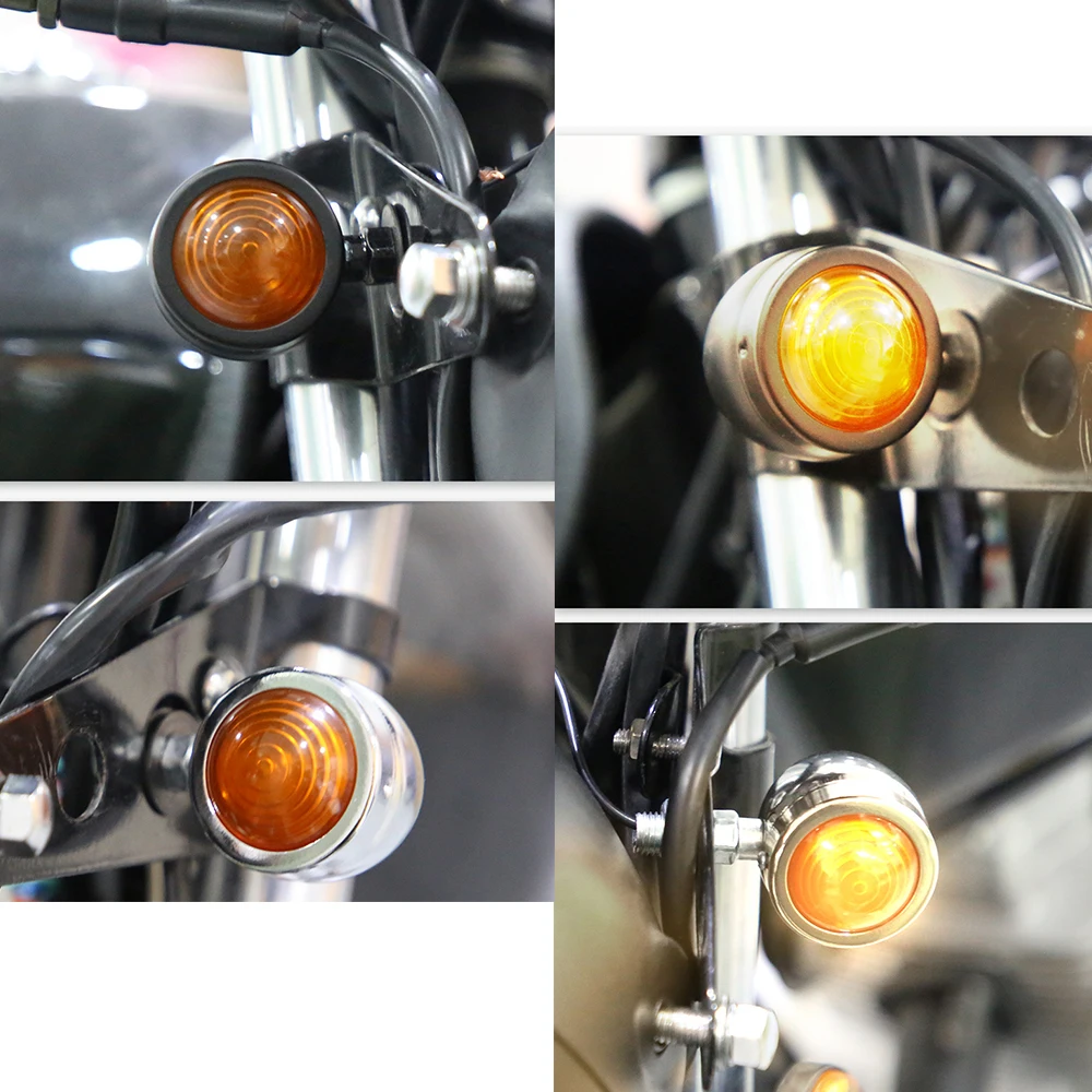 5W Harley Cruise Retro Motorcycle Rear Tail Light 12V Old Style Single Line Mini Circular Rear Turn Signal Indicator Light