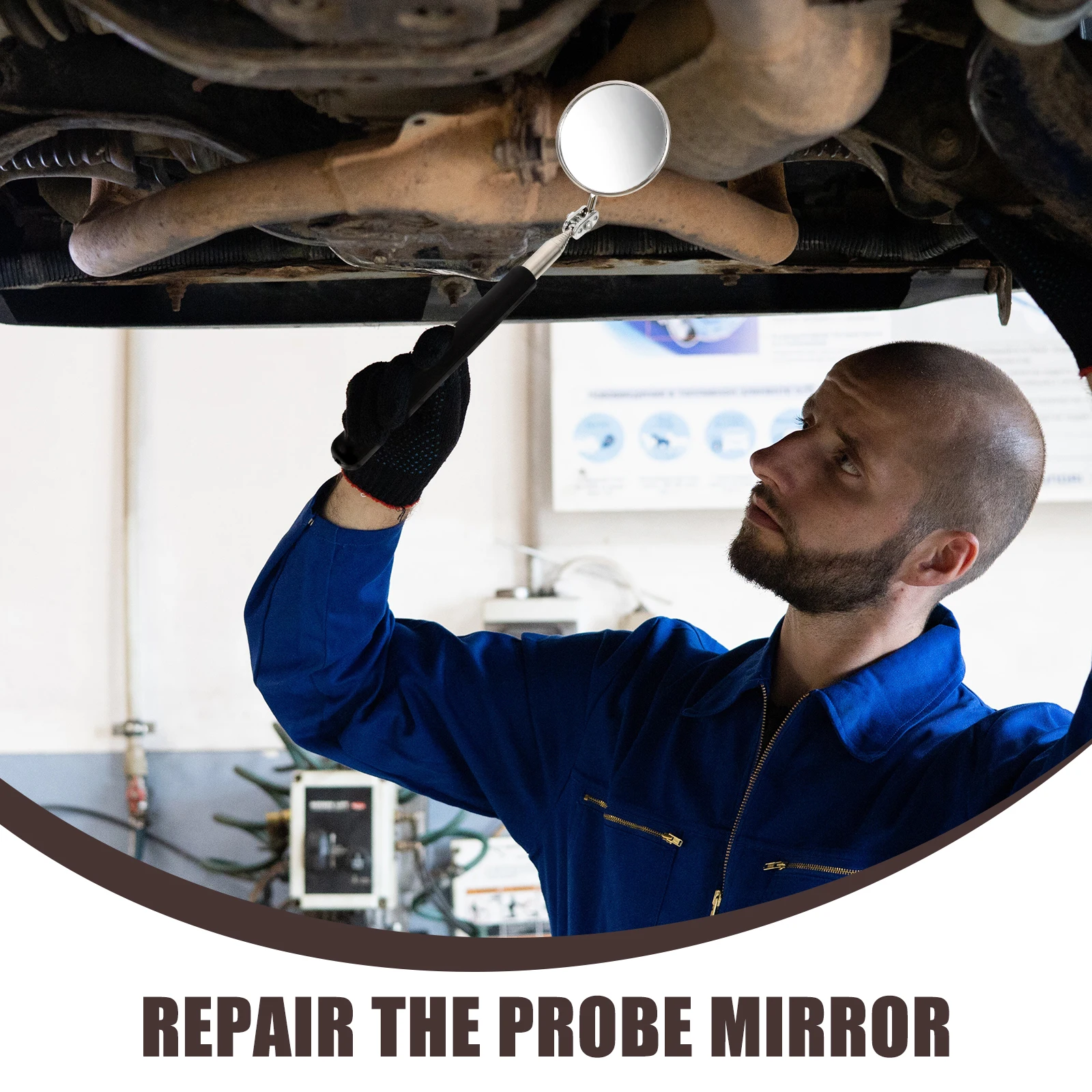 

4Pcs Telescoping Inspection Mirror LED Flexible Lighted Auto Mechanic Mirror Extendable Inspection Tool for Vehicle Maintenance