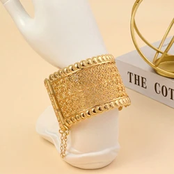 Dubai Golden Metal Bracelet Aristocratic Hollow Design Wrist Jewelry Women's Wedding  Caftan Decoration Bngle Jewelry