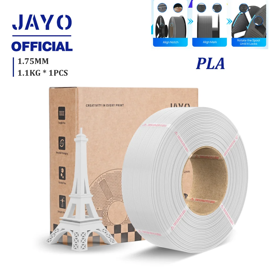 JAYO 3D-Drucker-Filament Nachfüllpack PLA/PETG/PLA+ Nachfüll-Filament 1,1 kg ohne Spule PLA-Filament für wiederverwendbare Spulen Kompatibel mit Bambu Labs
