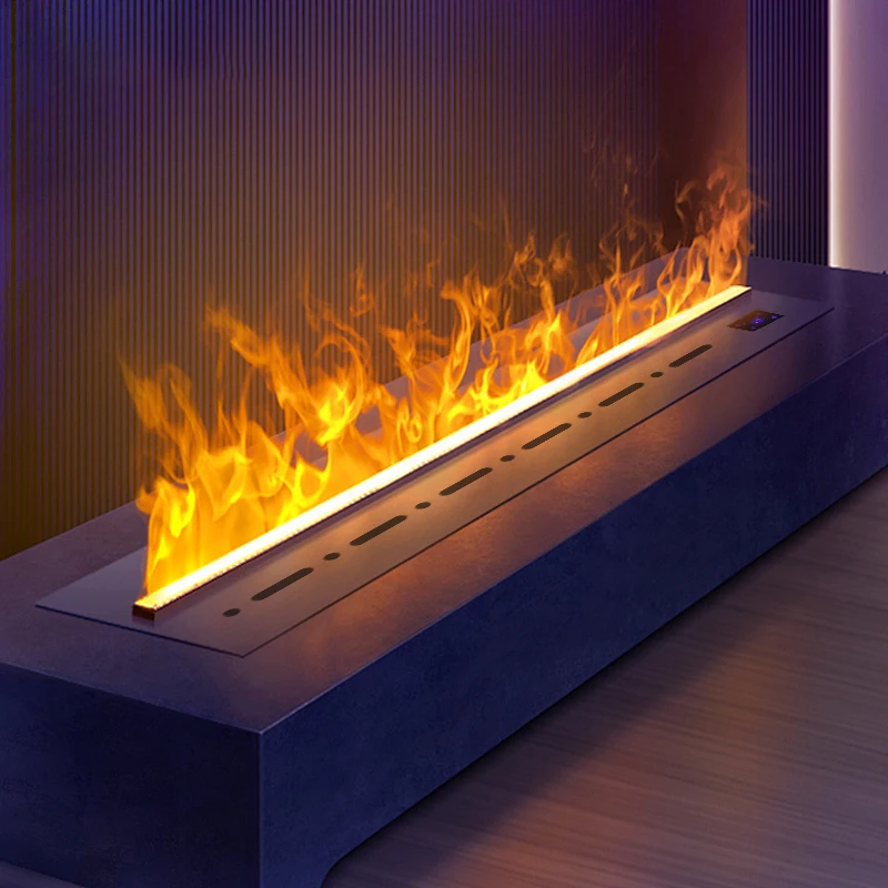 3D LED Insert Fireplaces Decorative Flames Built-in Atomizing Water Vapor Device. Energy-Efficient Electric Heaters for Home