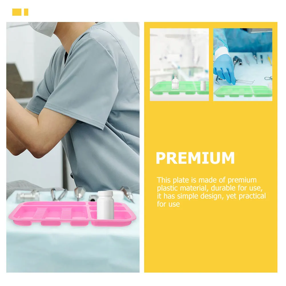 

2pcs Colored Mini Dental Procedure Tray Plastic Tool Plate for Oral Treatment Light Storage Plate Smooth