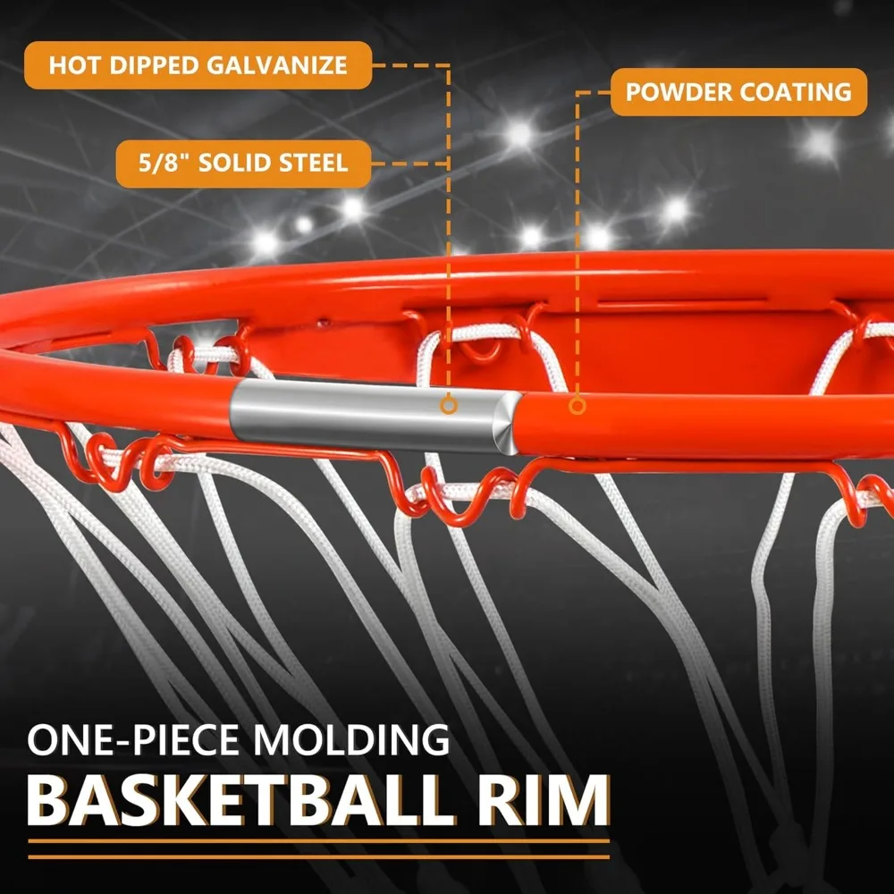 屋内用、18インチソリッドスチール製バスケットボールリム、デュアルスプリングオールウェザー交換、頑丈なブレイクアウェイ機能付き