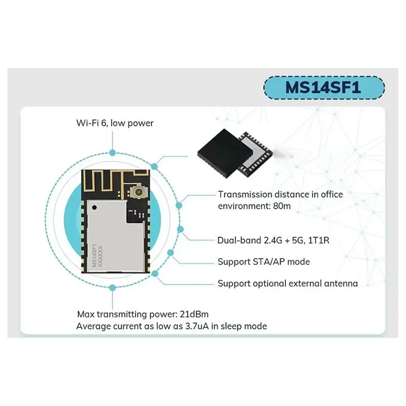 NRF7002 Dual Band 2.4G + 5G Wifi 6 Module Wireless 1T1R Transceiver LNA MS14SF1 TWT Remote Control Smart Wifi Module