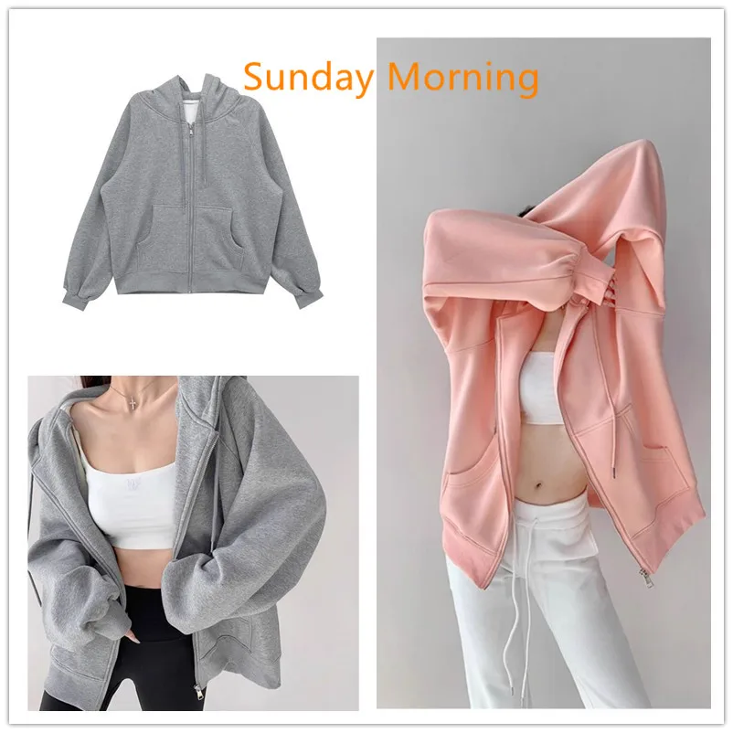 Dameshoodiejack Los casual sportief vest met capuchon voor herfst winter lente nieuwe stijlen Wit