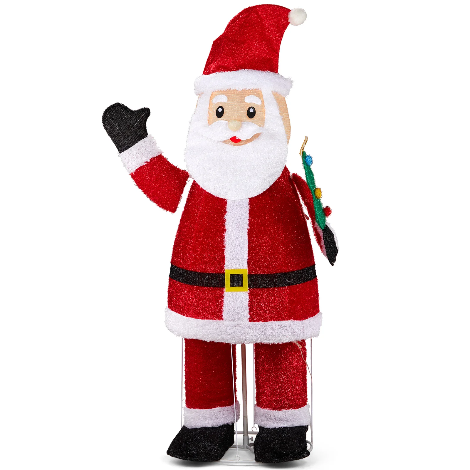 6FT Lighted Santa Christmas Yard Decorations Pre-lit Pull Up Santa Waving Hand Model Ornament Festivals Party Garden Decor