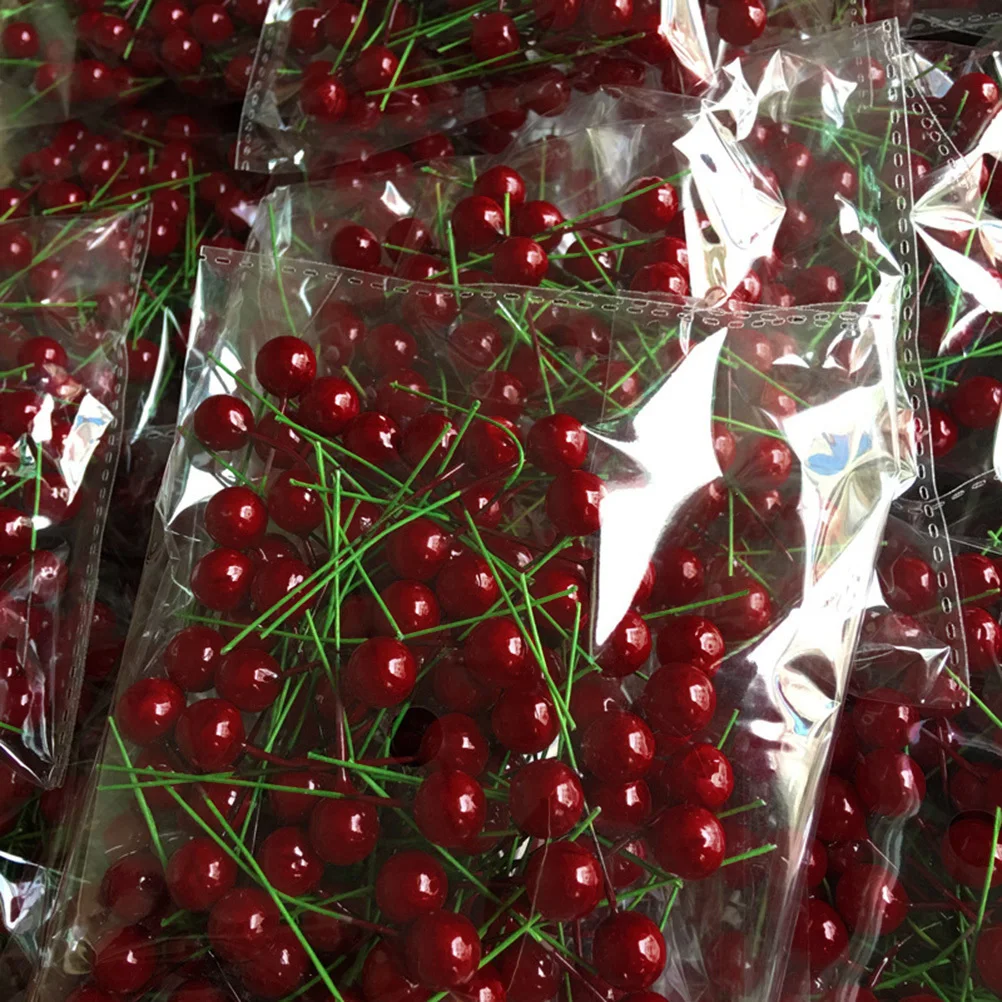 100 قطعة ديكور الكرز الأحمر محاكاة فاكهة نابضة بالحياة لعيد الميلاد حفلة المنزل المطبخ الديكور الكرز الاصطناعي فاكهة وهمية للأطفال