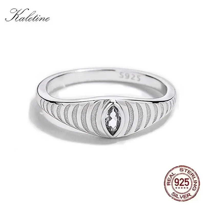 

KALETINE 925 Sterling Silver Screw Twist Ring Evil Eye White Zircon CZ Luxury Rock Punk Fine Anniversary Wedding Jewelry