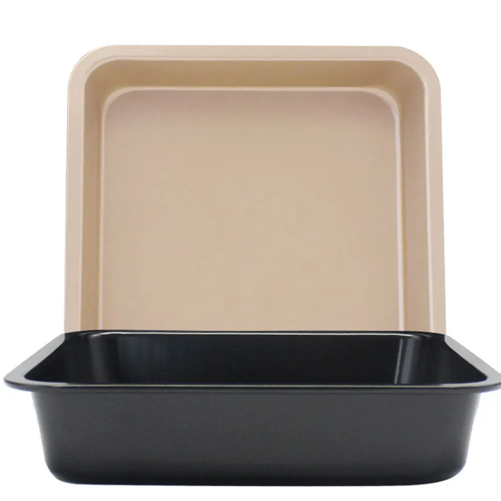 

1 pc Square Baking Pan Carbon Steel Non-Stick Cake Mold Oven Tray Household Bakeware Home Kitchen Golden Easy Clean For