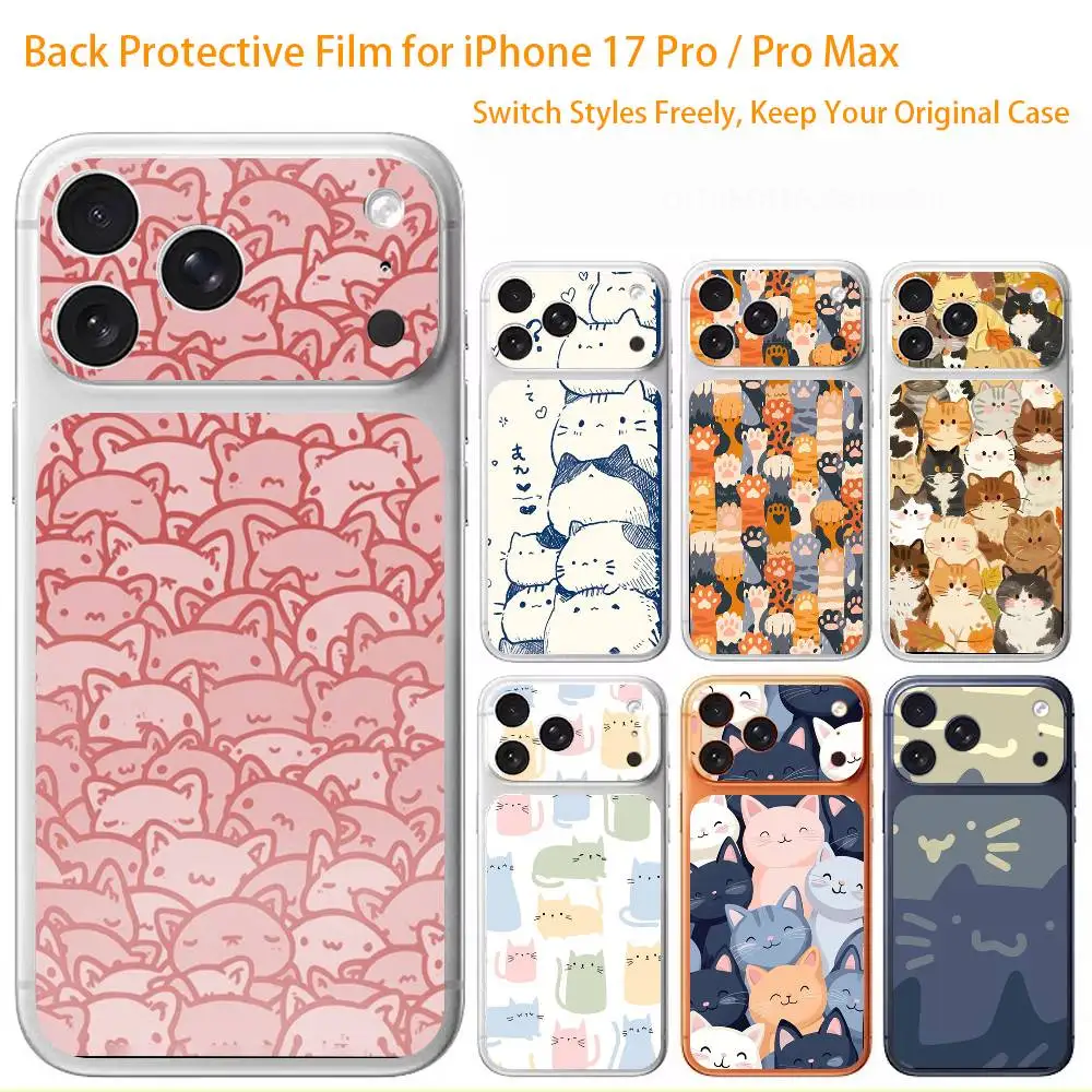 plenty of cats 3D Full Body Skin Decal for iPhone 17/Pro/Pro Max Color Rear Protective Sticker