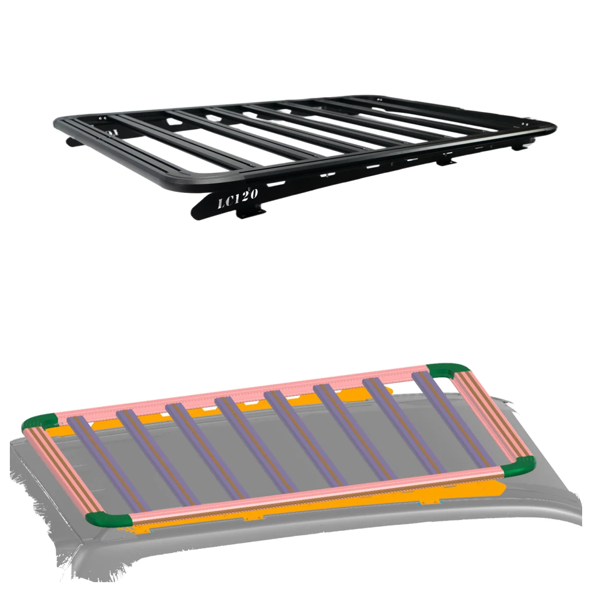 Aluminum Alloy Car Roof Rack Luggage Rack Roof Basket Roof Platform Car Carrier for Toyo.ta Pr.ado LC120 LC150 LC200 LC250 LC300