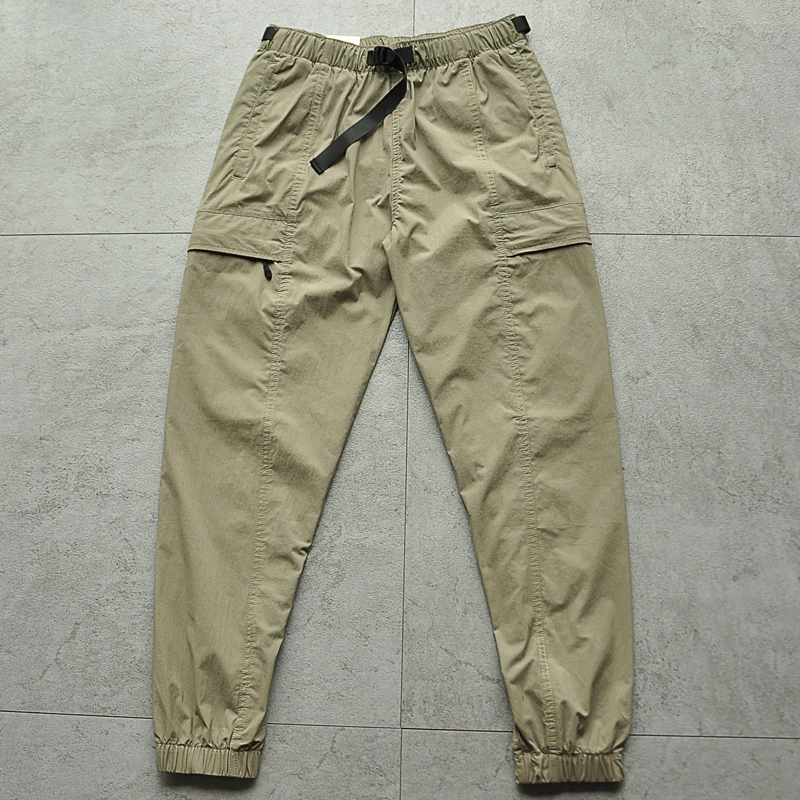 

Qui Dry Thin Cotton Workwear Belted ket Sports Casual Pants Loose Fit Outdoor Leisure Trousers for Men Summer Cotton Pants