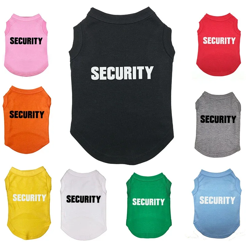 Pet Clothing Dog Clothes Fashion Foreign Trade Single Printed Security Guard Small Dogs Vest Black Pink Spring and Summer New