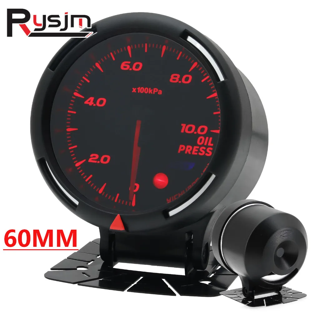 2.5'' 60MM Oil pressure Water temp Oil temp Voltage Turbo Boost Press temp gauge Vacuum RPM Meter Auto Gauges With 64 Colors LED