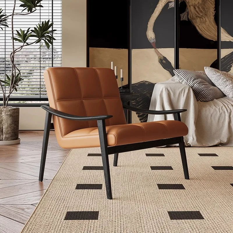 

Light luxury modern Italian leisure chair single sofa chair simple designer single chair living room balcony solid wood