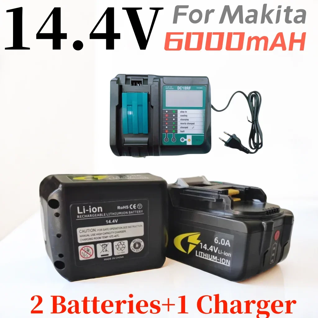 14.4V6000mAH for Makita rechargeable lithium-ion battery replacement BL1415 BL1430 194066-1 194065-3 1945 59-8 MAK1430Li MET1821