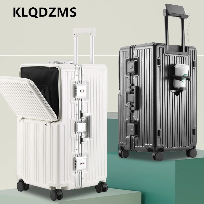 KLQDZMS Laptop-Gepäck, vorne öffnender Aluminiumrahmen, Trolley-Koffer, 26 Zoll, 28 Zoll, 30 Zoll, 32 Zoll, Familien-Reiseutensilien, Rollgepäck