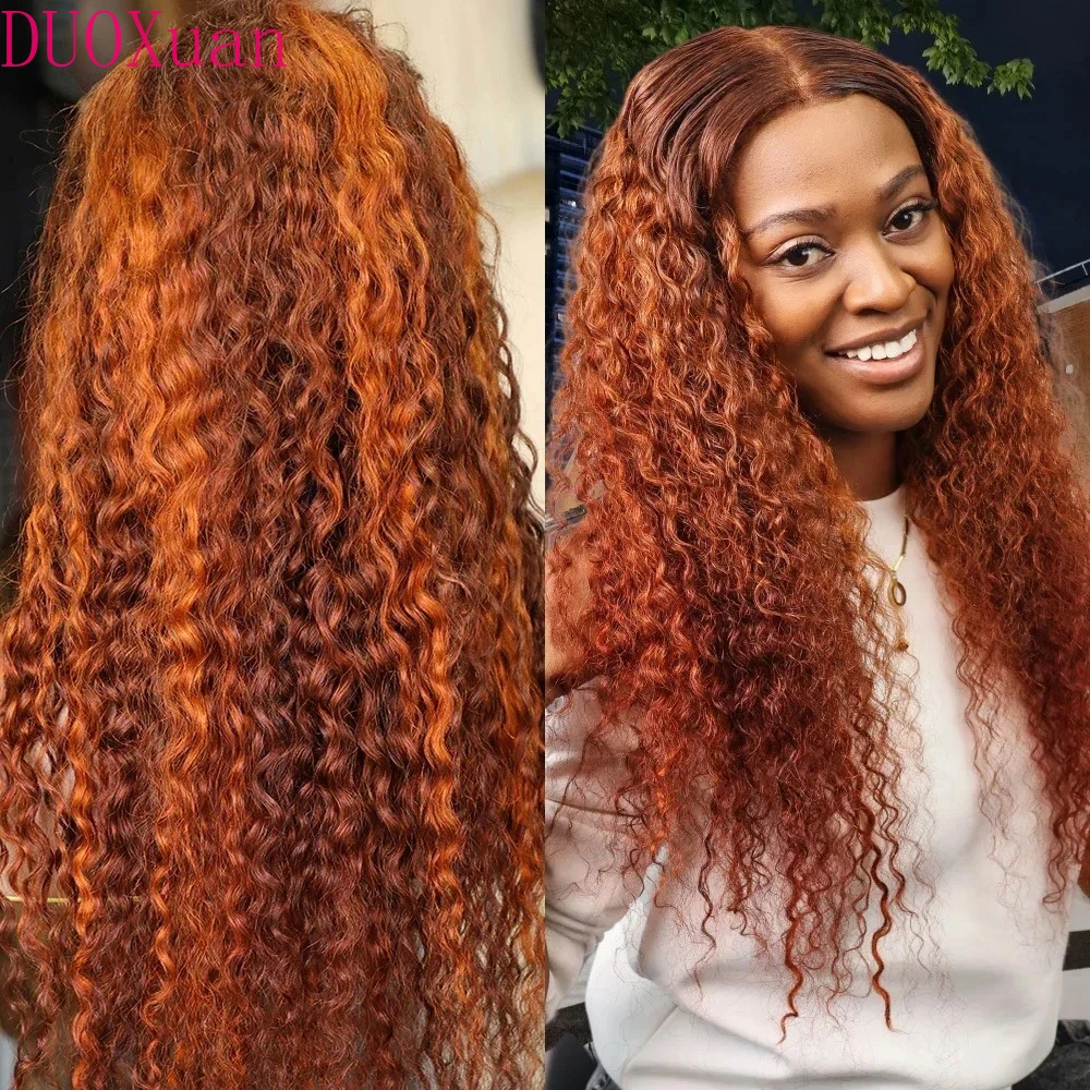 DUOXUAN 4/350 Ombre Highlightวิกผมผมมนุษย์สีส้มขิงWater Wave 13X6 HDวิกผมลูกไม้ด้านหน้าด้านหน้าบราซิลผมยาว 20 30 นิ้ว