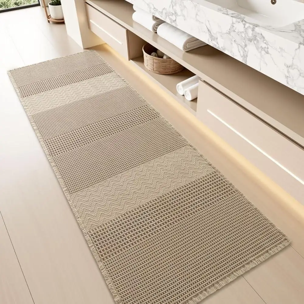 Absorbent Waffle Bath Mat Non Slip Bathroom Runner Rug Soft Comfortable Washable Floor Mat Durable Anti Slip Bathroom Decor