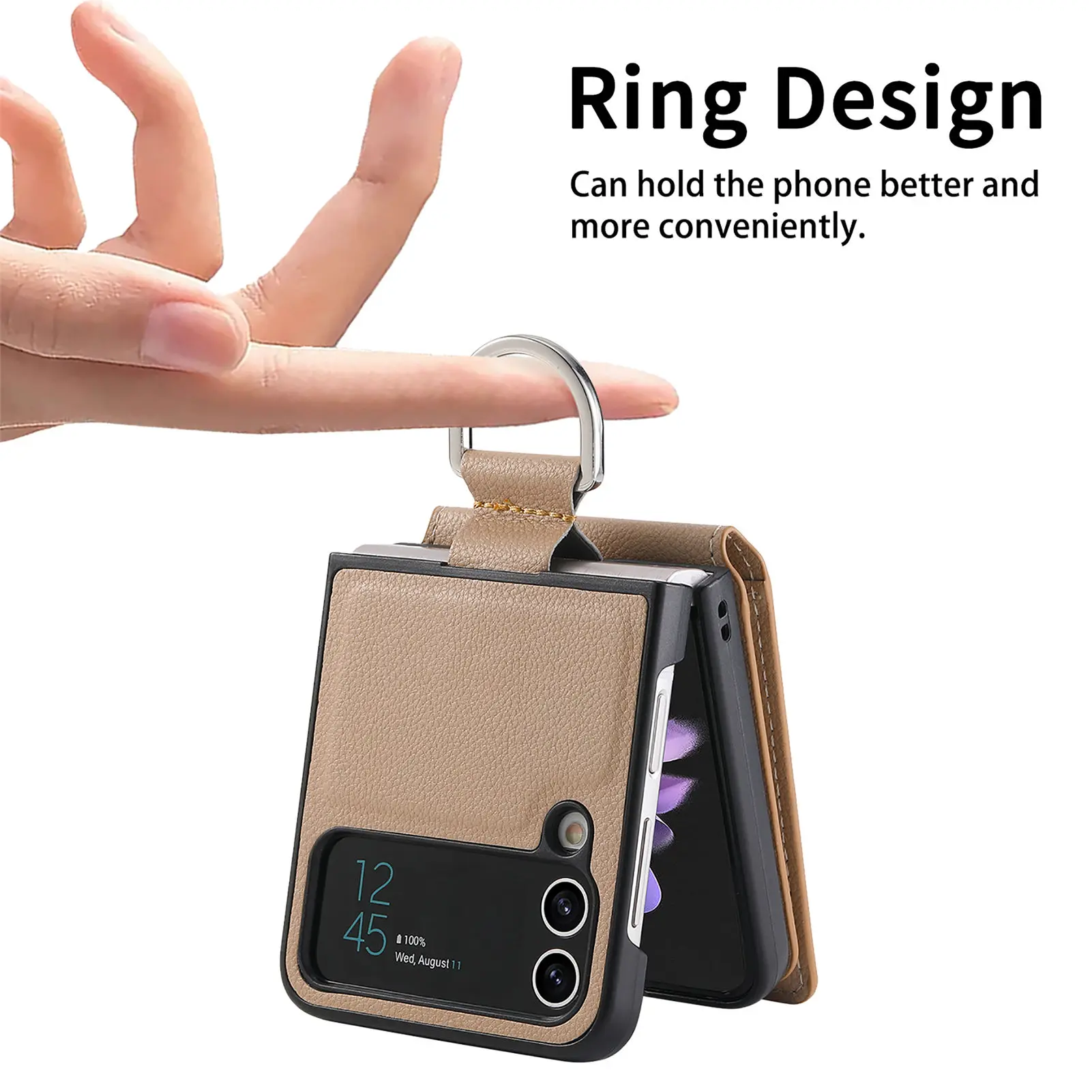 Vertical Cards Solt Magnetic Wallet Ring Holder Leather Case for Samsung Galaxy Z Flip 8 7 FE 6 5 4 Flip4 5G Zflip4 Stand Cover