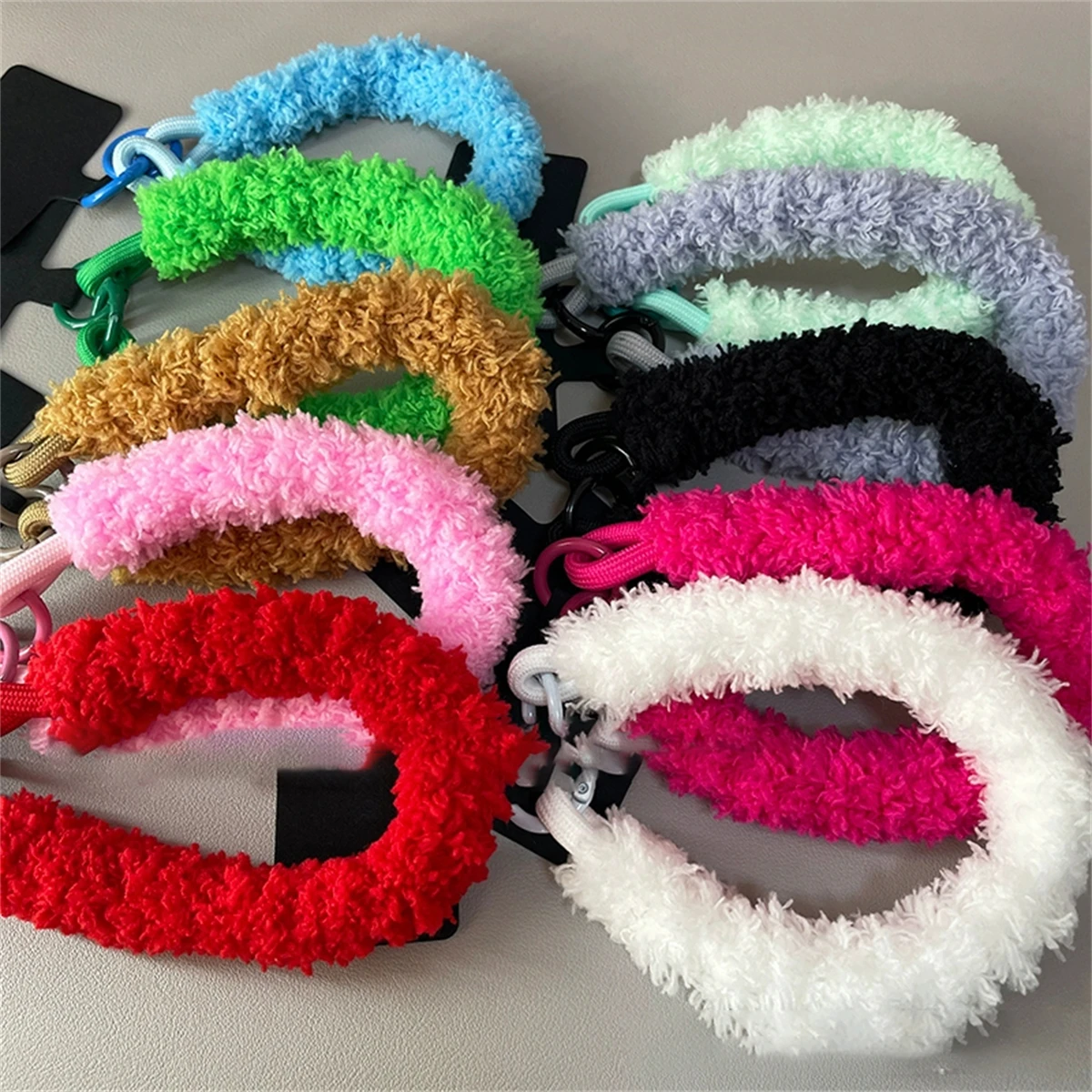 Winter Stylish Plush Lanyard Colorful Phone Strap Bag Strips Keycord Hanging Trousers Accessories Anti-loss Keychain Wrist Rope