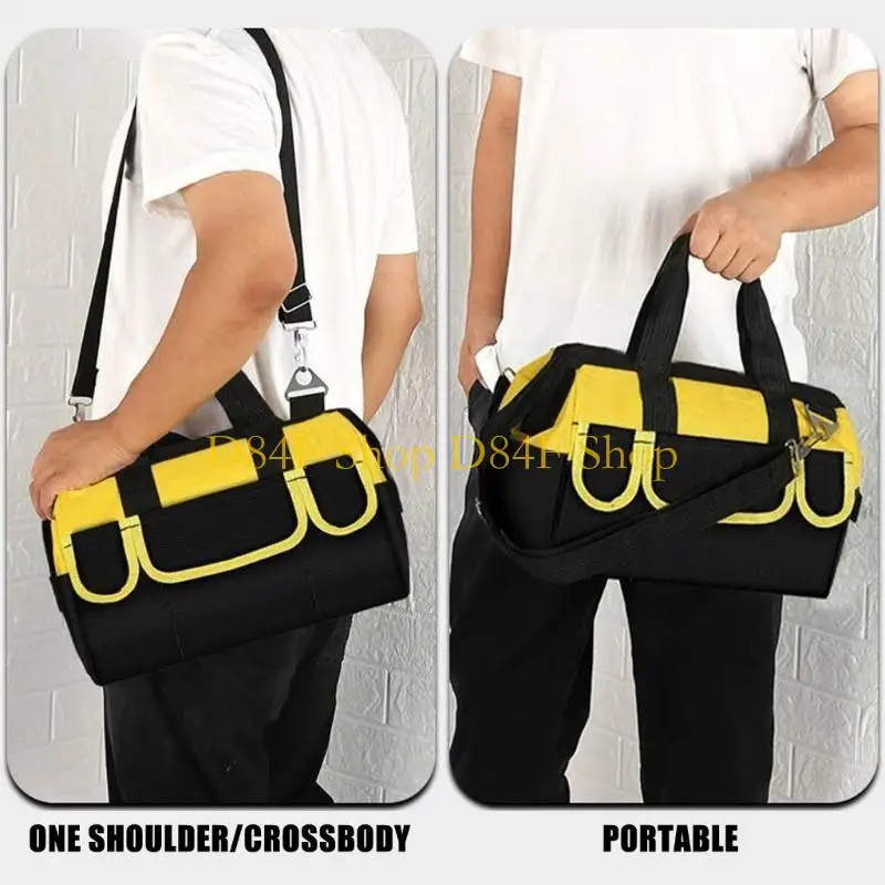 D84F Multiple Pocket Canvas Tool Bag Waterproof for Professional & DIY Enthusiasts